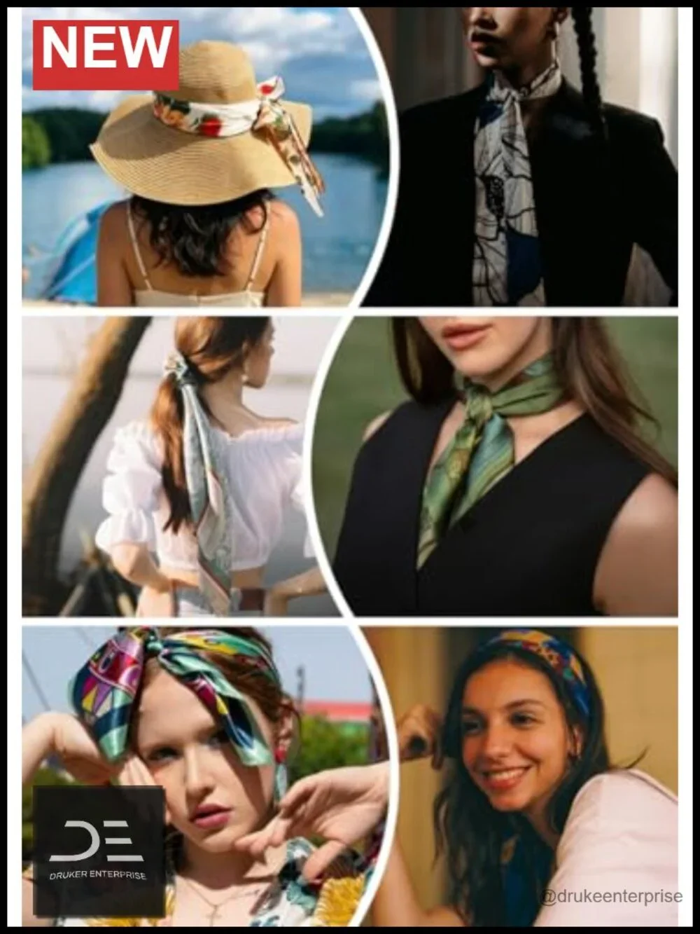 Long Satin Hair Scarf Purse Scarf for Handbags Silk like Head Wraps